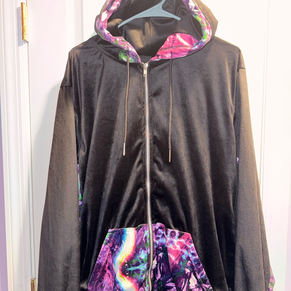Men's Black and Purple Hoodie